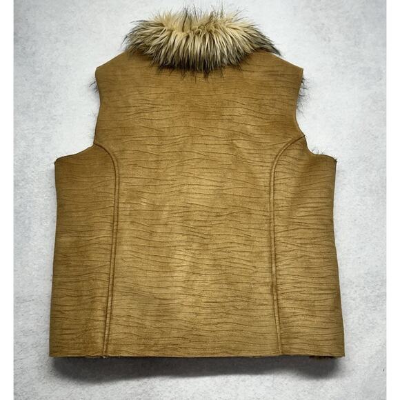 Deborah Murray Vest Womens Large Tan Faux Suede Faux Fur Lining Glam Fashion - Picture 8 of 10